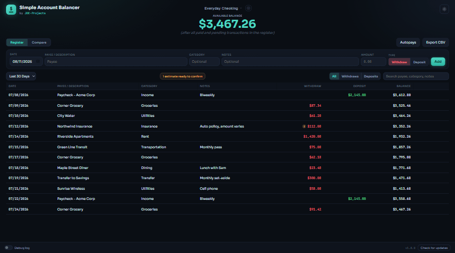 Simple Account Balancer interface.