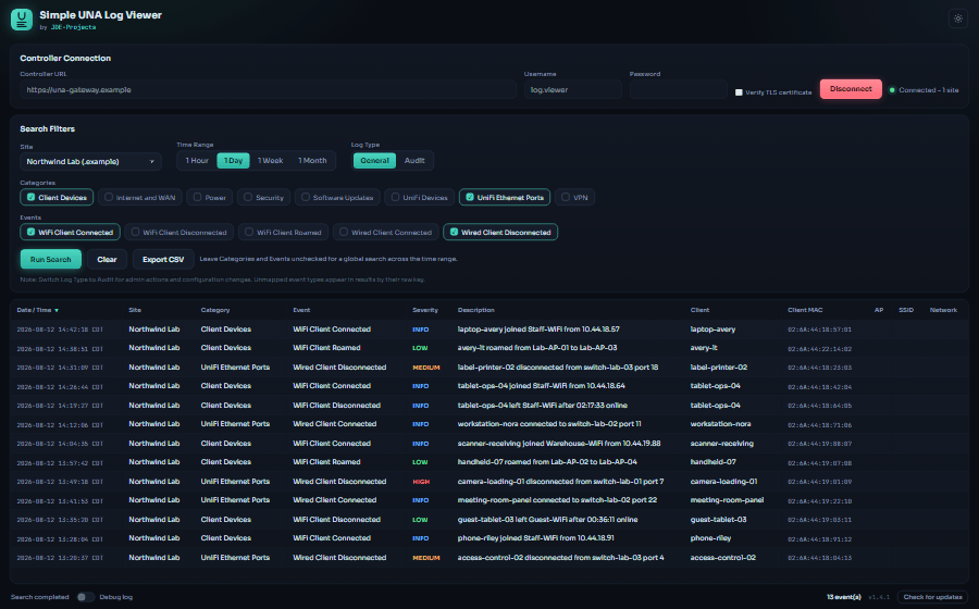 Simple UNA Log Viewer interface.